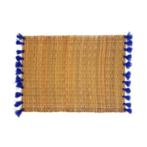 2 SETS OF STRAW TABLE AND BLUE POMPOMS MAJORELLE