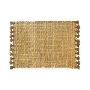 2 SETS OF STRAW TABLE AND POMPONS KAKI