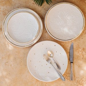 ASSIETTES EMPREINTE BLANC GOLD