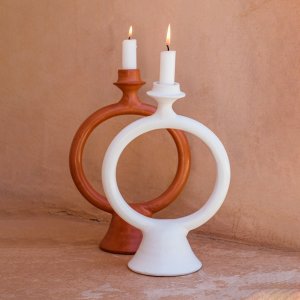 WHITE RING TADELAKT CANDLEHOLDER