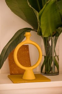 CANDLEHOLDER TADELAKT YELLOW RING