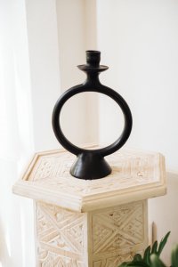 BLACK RING TADELAKT CANDLEHOLDER