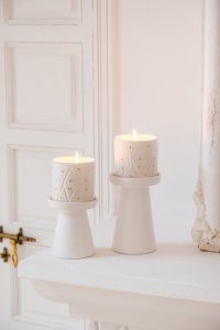 CANDLE POT ORANGE BLOSSOM PRINT GOLD