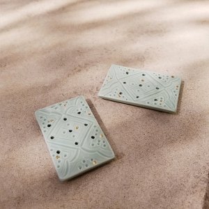 SOAP HOLDER PRINT GREEN ALMOND GOLD