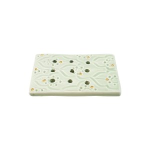SOAP HOLDER PRINT GREEN ALMOND GOLD